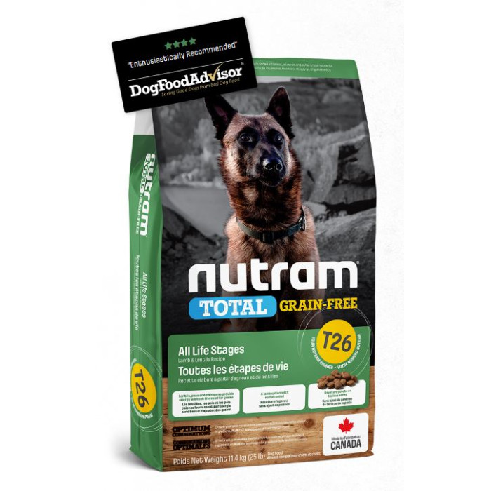 Nutram - T26 無薯無穀糧全犬糧 中型犬 (羊肉及豆莢) 11.4kg