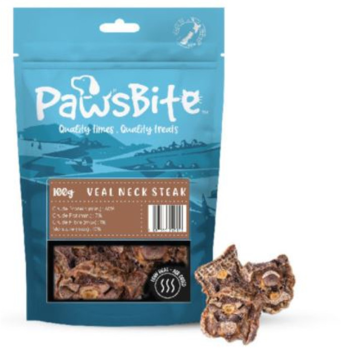 PawsBite - 紐西蘭小牛頸扒 Veal Crunchies 100g